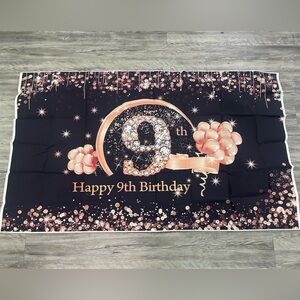 Black and Pink Birthday Backdrop